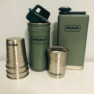 Flask and shot glasses